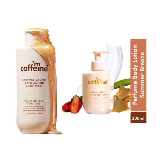 mCaffeine 7% Exfoliating Body Wash & Summer Breeze Perfume Body Lotion Combo