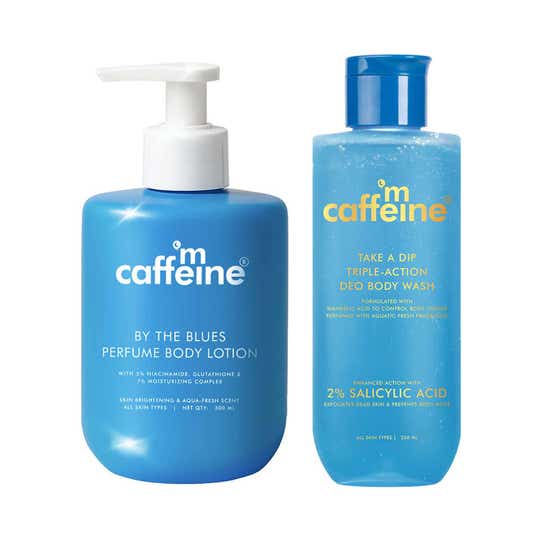 mCaffeine Take A Dip Perfume Body Wash & By The Blues Perfume Body Lotion Combo
