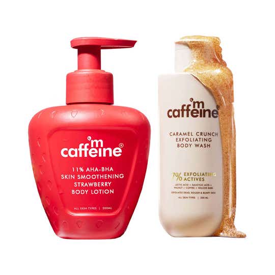 mCaffeine 7% Exfoliating Body Wash & 11% AHA BHA Strawberry Body Lotion Combo