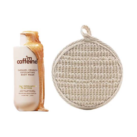 mCaffeine 7% Exfoliating Body Wash (300 ml) & Natural Loofah Combo