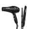 Ikonic Professional Pro Straight Hair Straightener and 2500+ Pro Black Hair Dryer Combo