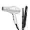 Ikonic Professional Pro Straight Black Hair Straightener and 2500+ Pro White Hair Dryer Combo