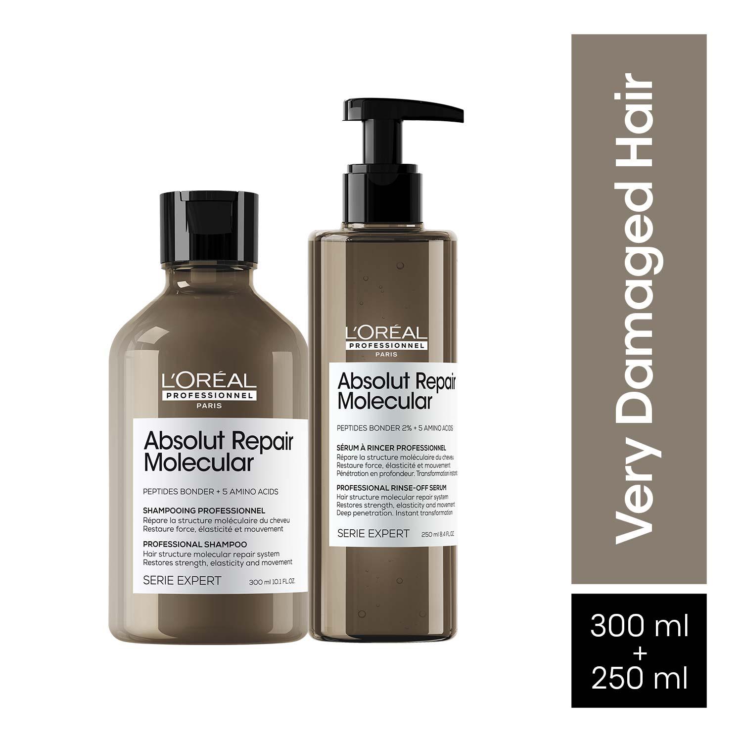 L'Oreal Professionnel Absolut Repair Molecular Shampoo & Serum Combo For Damaged Hair(300 ml+250 ml)