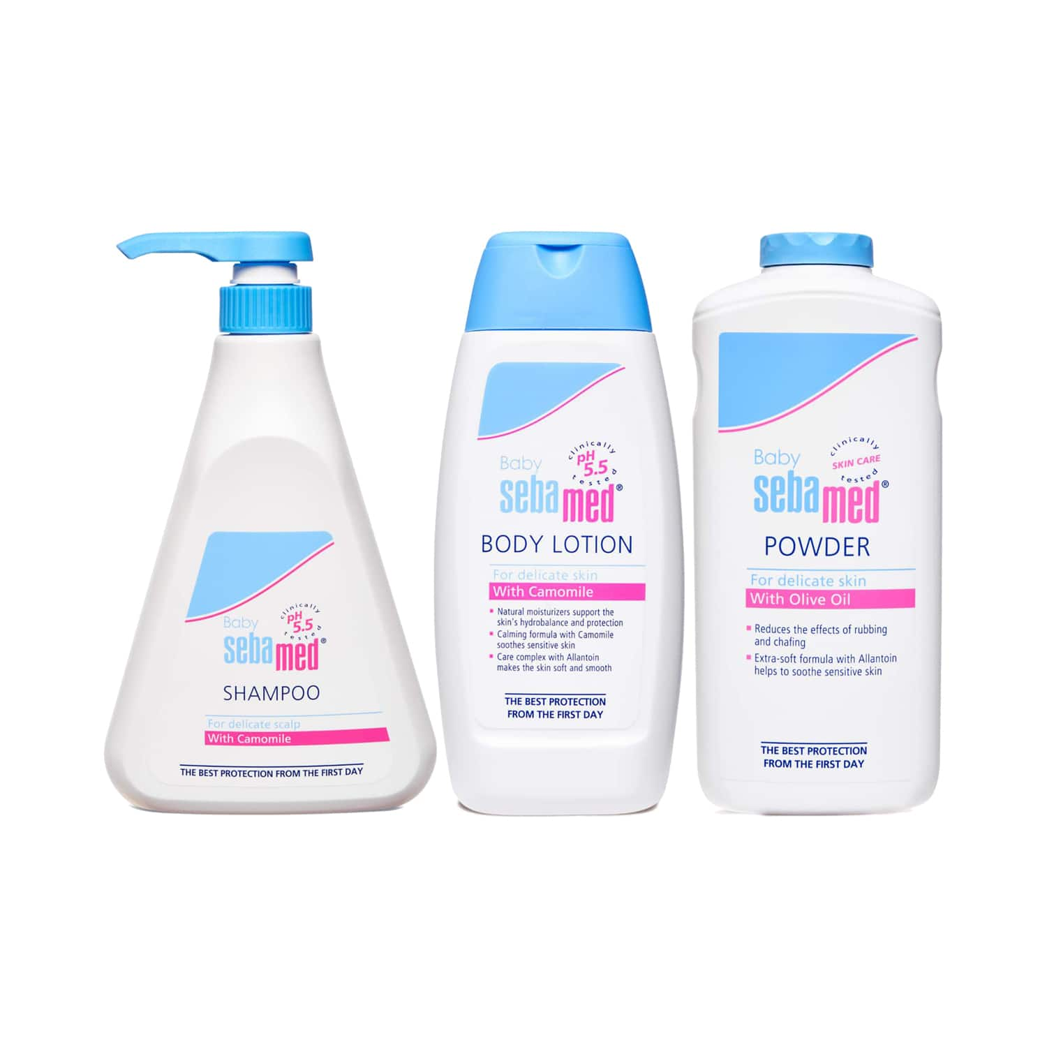 Sebamed | Sebamed Baby Body Lotion & Sensitive skin Baby Shampoo Camomile moisturiser & Baby Powder Combo