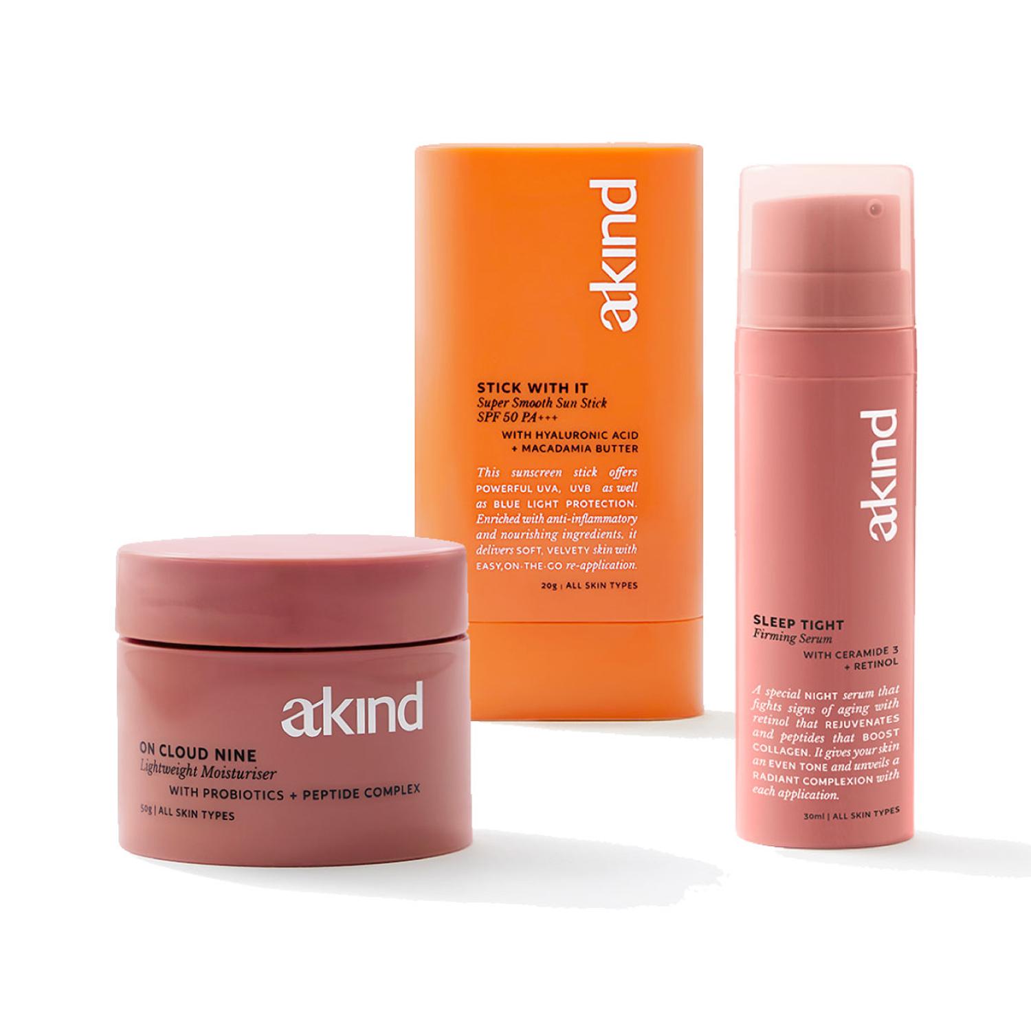 Akind | Akind Happy Skin Trio Normal Skin Combo - Serum + Moisturiser + Sun Stick