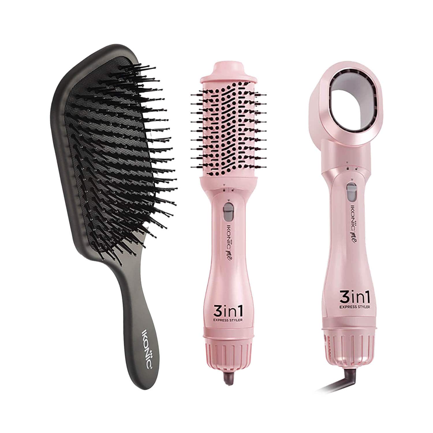 Ikonic Professional | Ikonic Professional Paddle Big Brush and 3-In-1 Express Pink Styler Combo