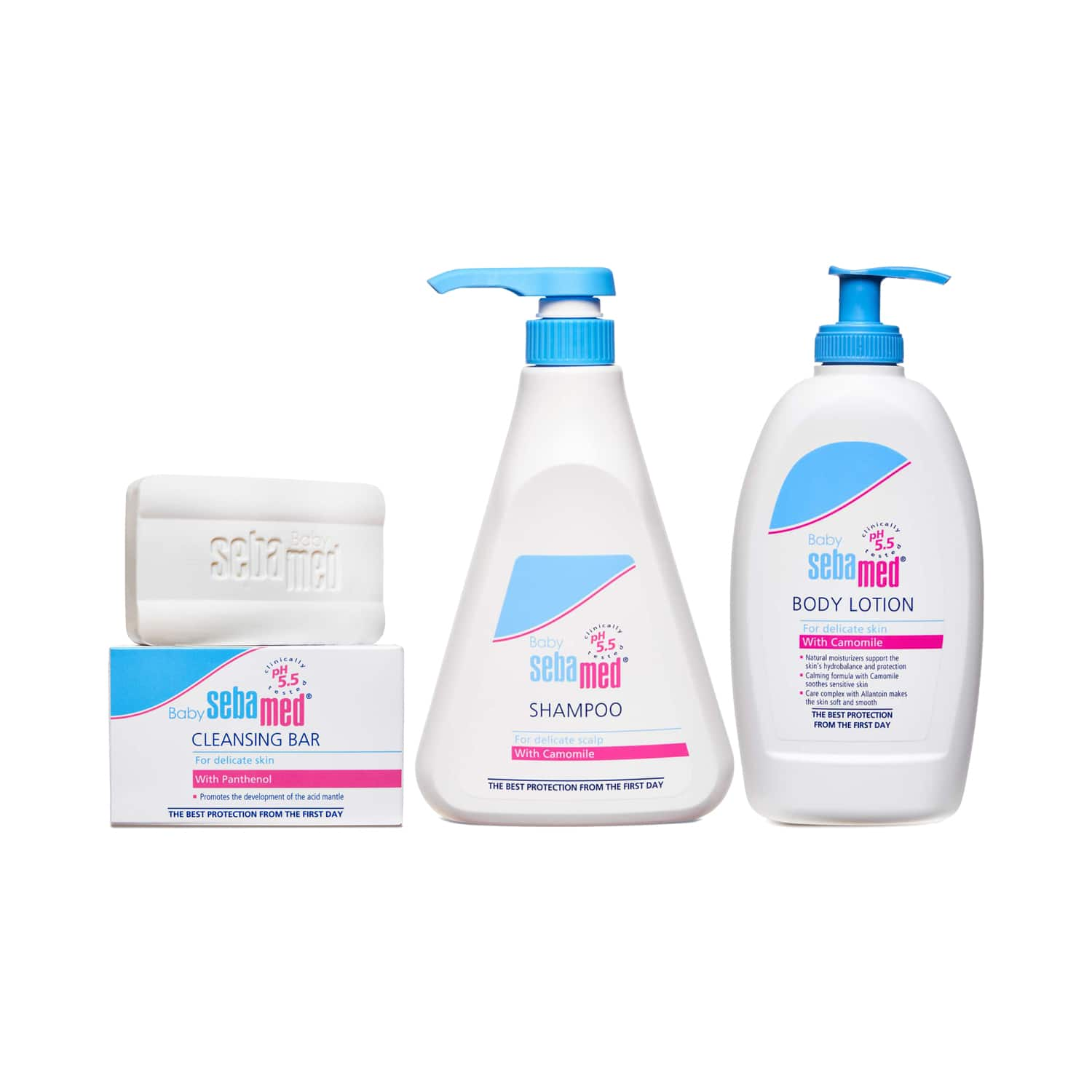 Sebamed | Sebamed Baby Lotion (400 ml) & Baby Cleansing Bar - (100 g) & Childrens Shampoo (500 ml) Combo