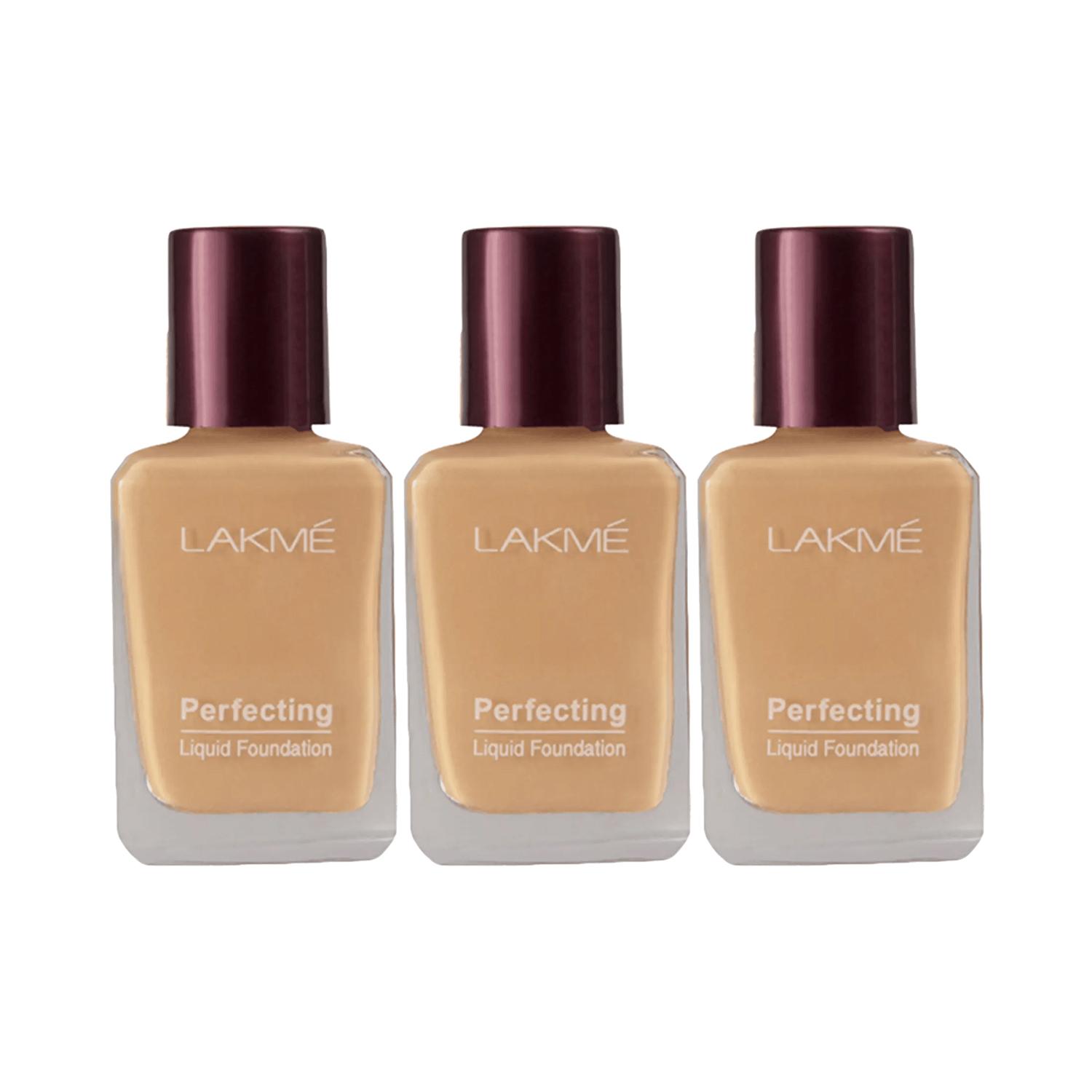 Lakme | Lakme Perfecting Liquid Foundation Natural Pearl (27 ml) - (Pack Of 3)