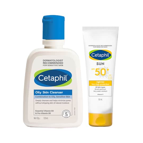 Cetaphil Oily Skin Cleanser + SPF 50 Light Gel combo