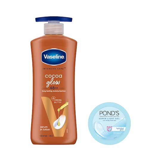 Vaseline Cocoa Glow Lotion With Ponds Super Light Gel Oil Free Moisturizer For Soft & Glowing Skin
