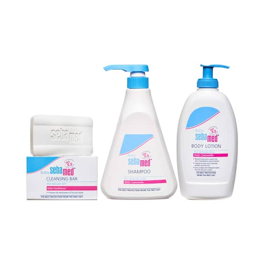 Sebamed Baby Lotion (400 ml) & Baby Cleansing Bar - (100 g) & Childrens Shampoo (500 ml) Combo