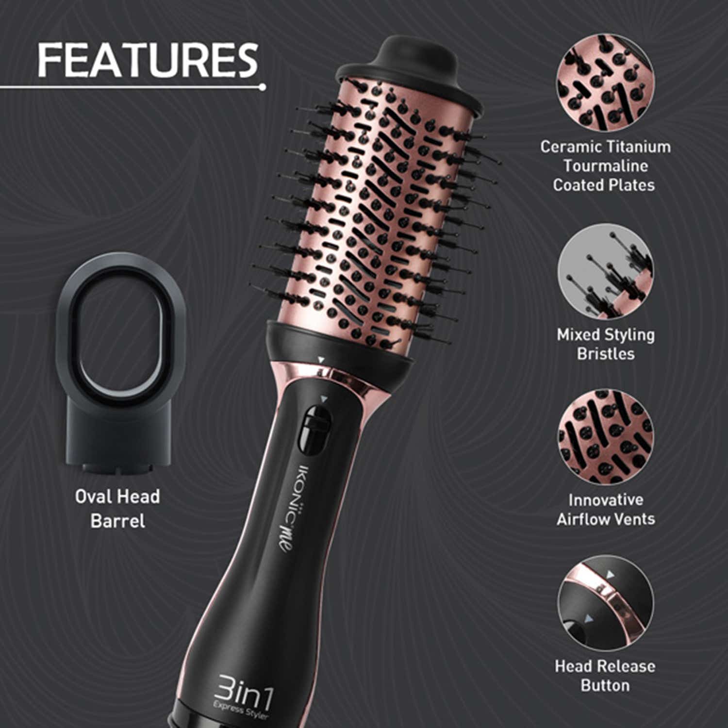 Ikonic Me 3 in 1 Express Styler - Black & Rosegold 1 Pieces - Image 3