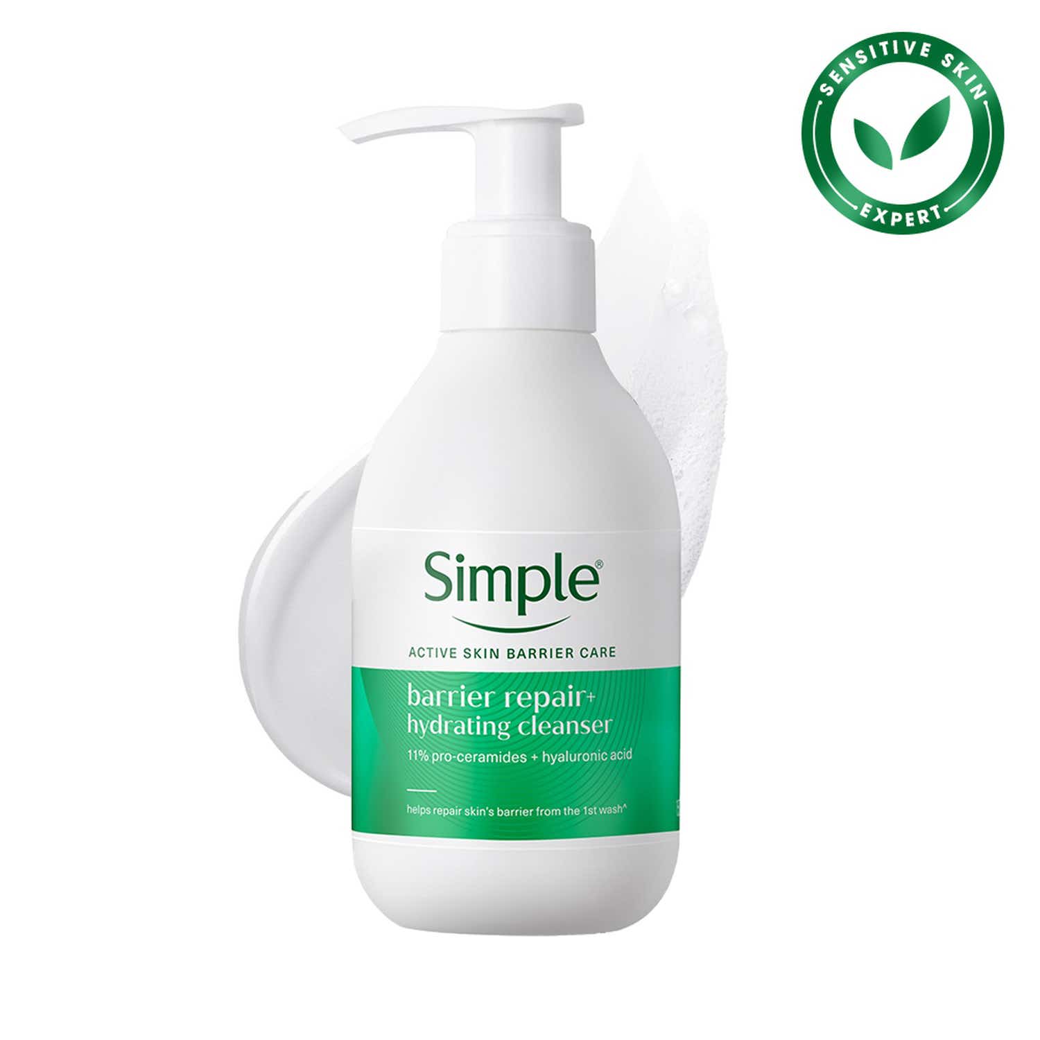 Simple | Simple Barrier Repair+ Hydrating Cleanser with 11% Ceramide Boosters Face Wash for Women (150 ml)