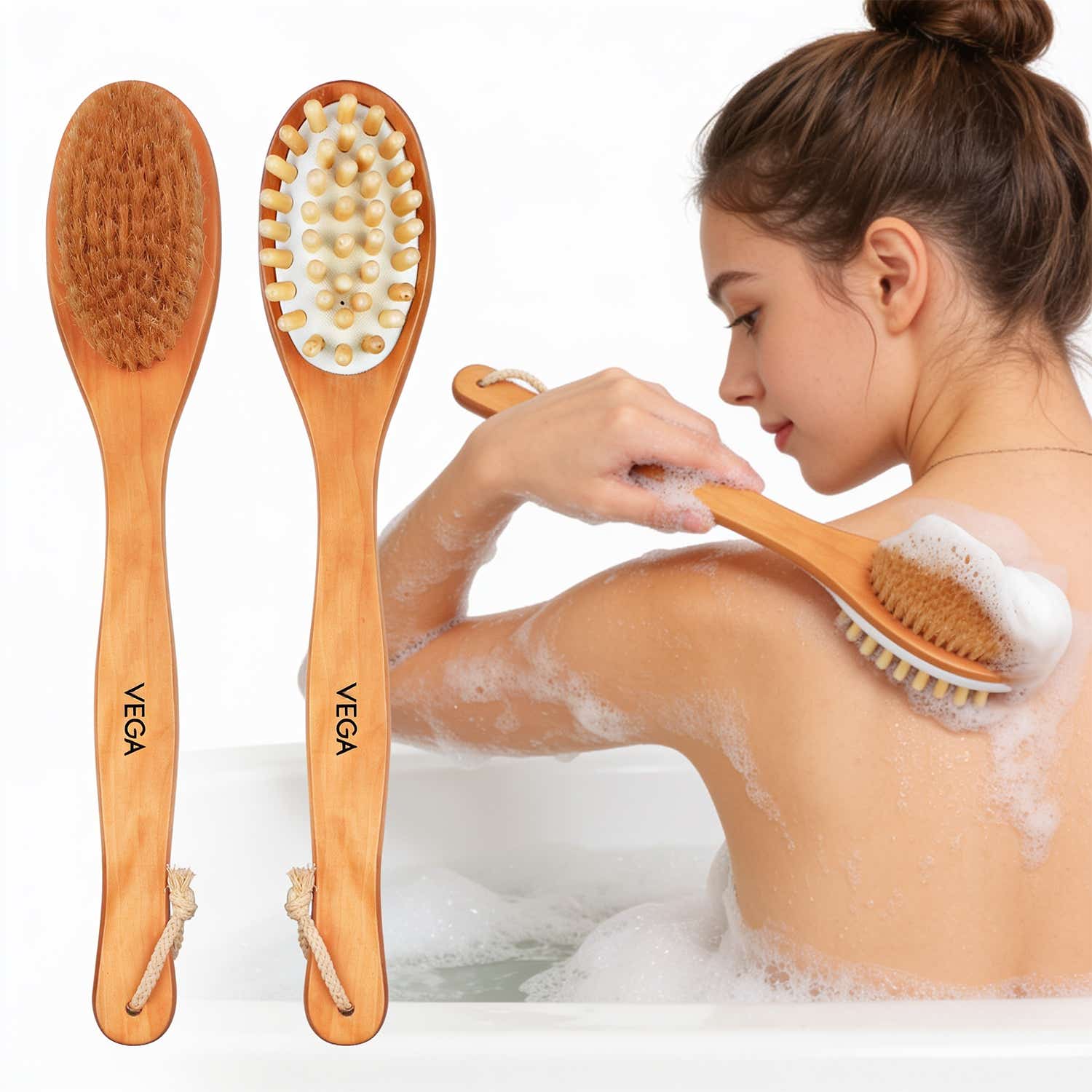 Vega | VEGA Cellulite Bath Brush Dry Body Brush & Massage for Men & Women Body Scrubber Brush (NBA-1/1)