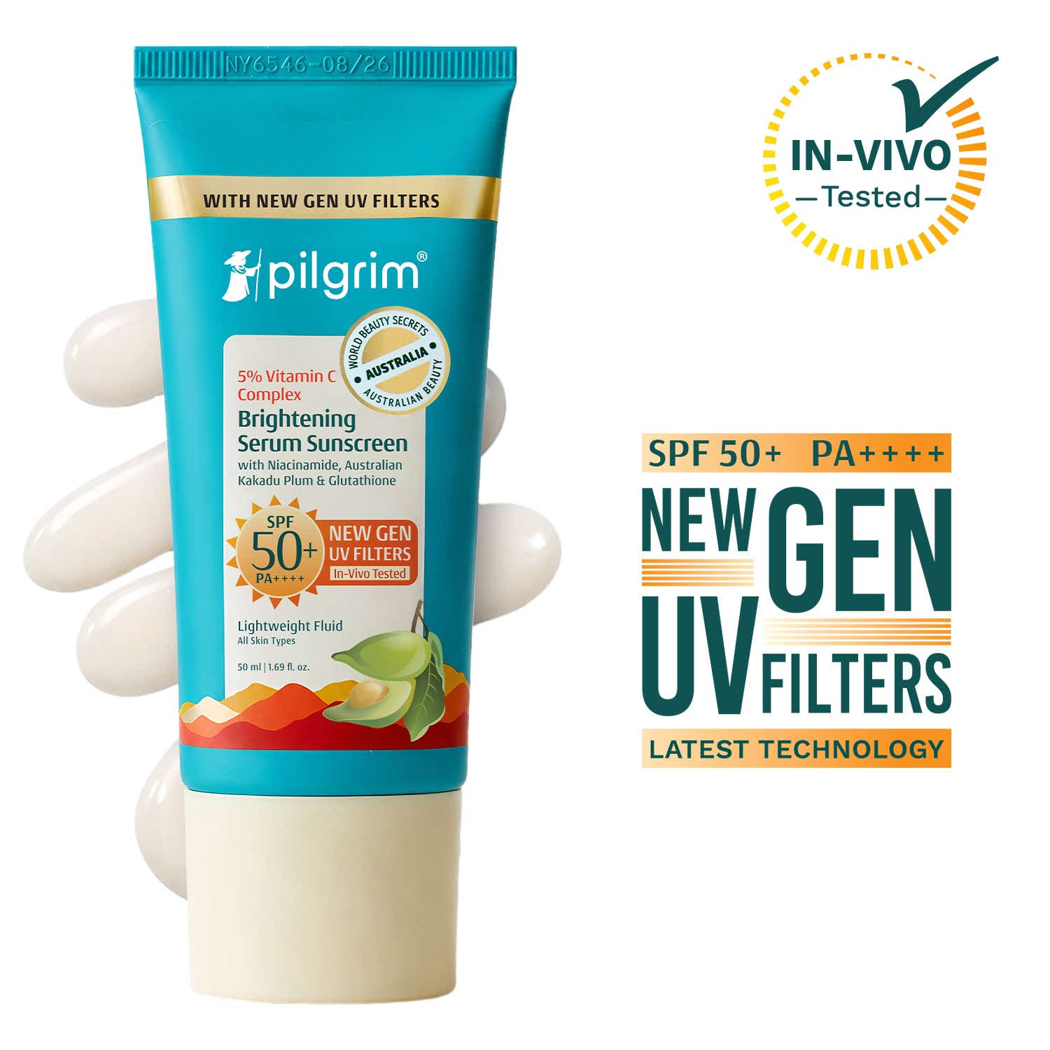 Pilgrim 5% Vitamin C Complex Brightening Serum Sunscreen SPF 50+ PA++++ (50 ml)