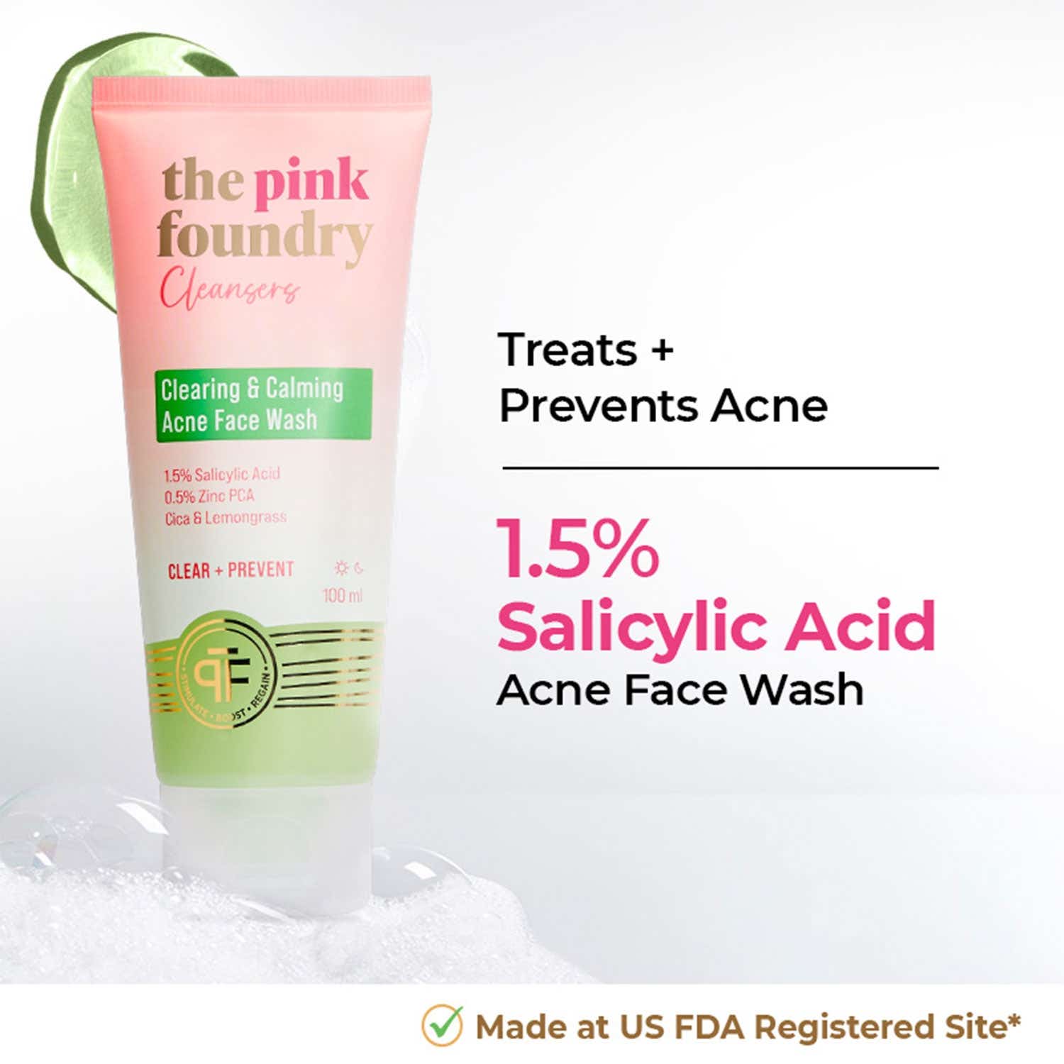 The Pink Foundry | The Pink Foundry Clearing & Calming Acne Face Wash (100ml)