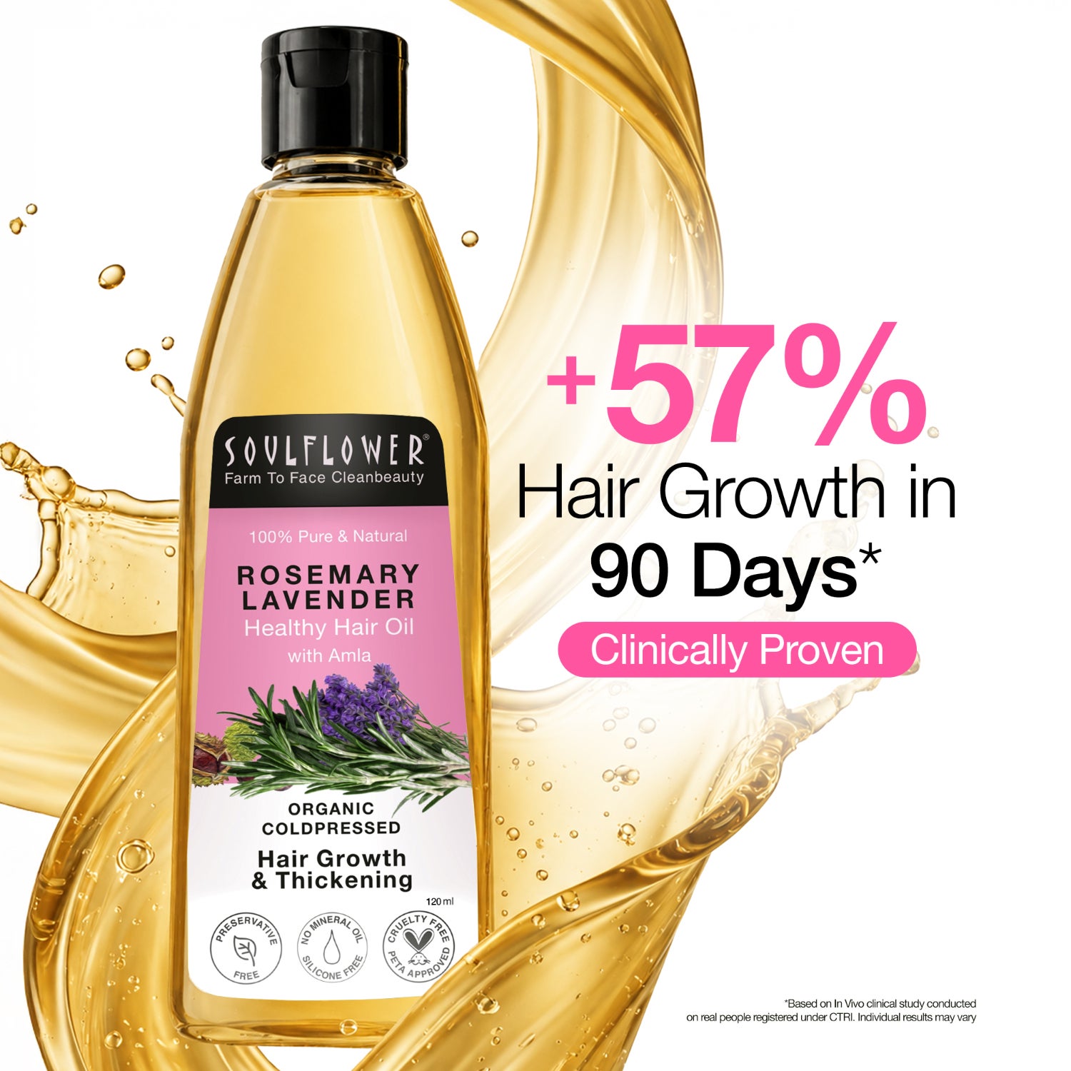 Soulflower | Soulflower Pure And Natural Rosemary Lavender Healthy Hair Oil (120ml)