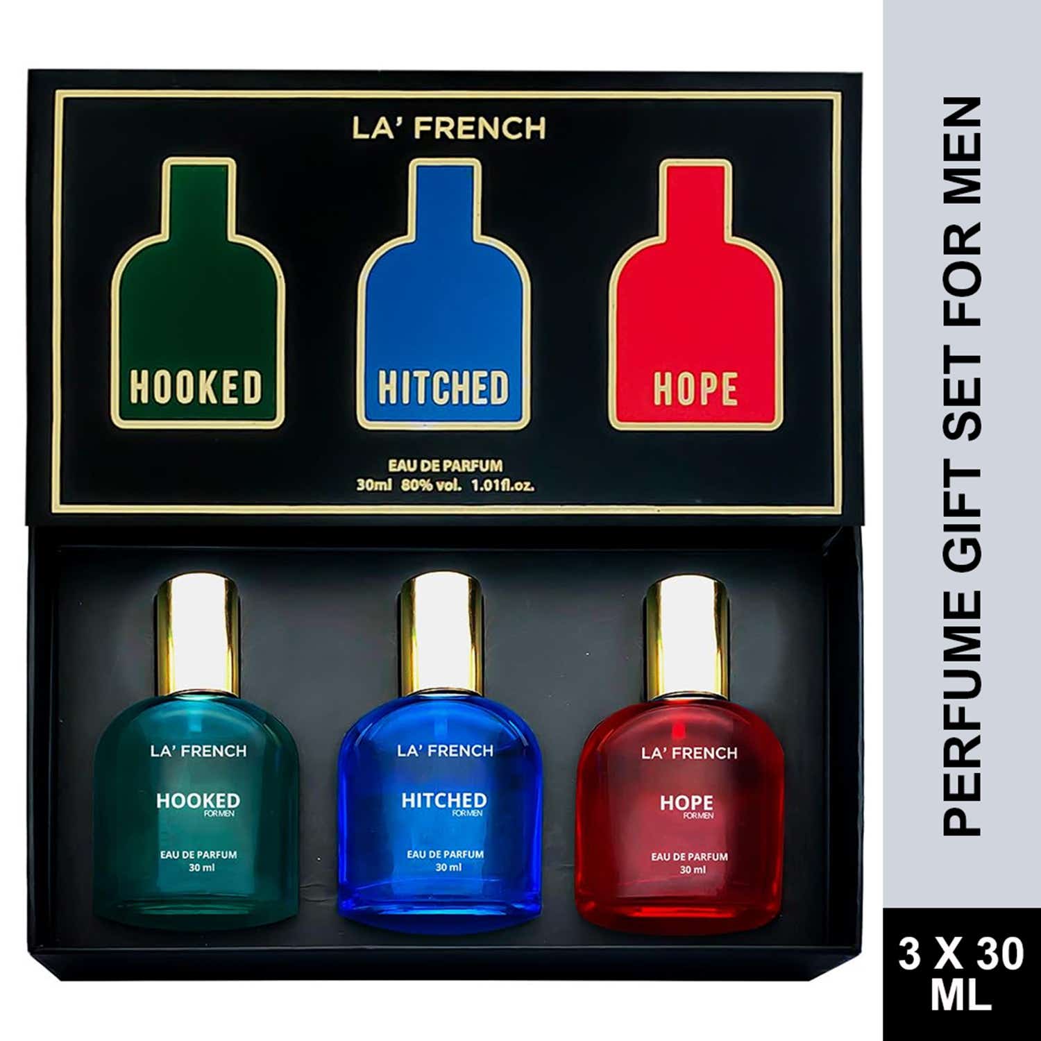 LA' French | LA' French Hooked, Hitched & Hope Perfume Gift Set For Men (3Pcs)