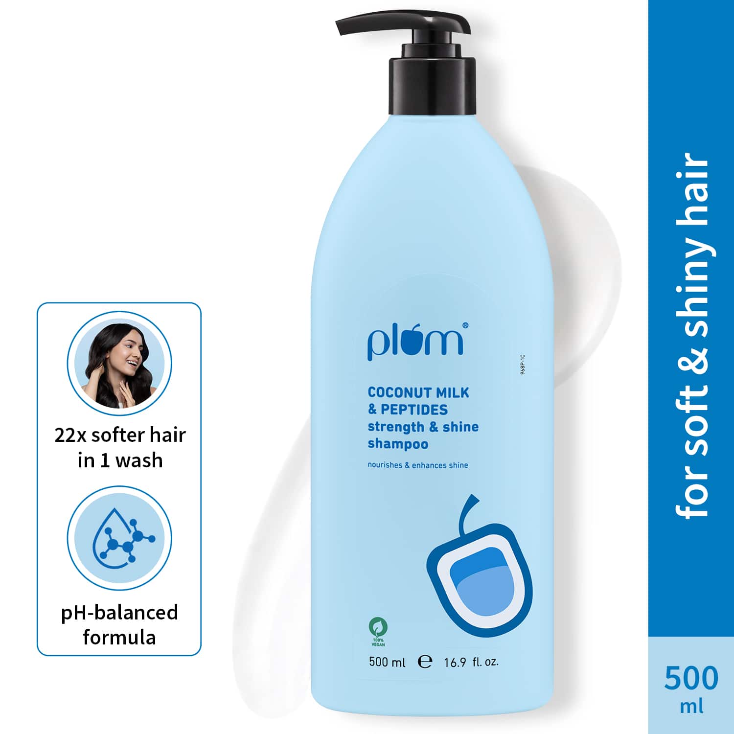 Plum | Plum Coconut Shampoo for Dull Hair Coconut Milk and Peptides for Soft & Silky Hair (500 ml)