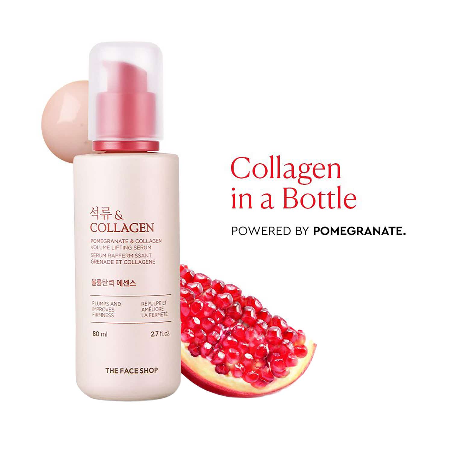The Face Shop | The Face Shop Collagen & Pomegranate Serum - Best Anti Aging Korean Serum with Panthenol (80 ml)