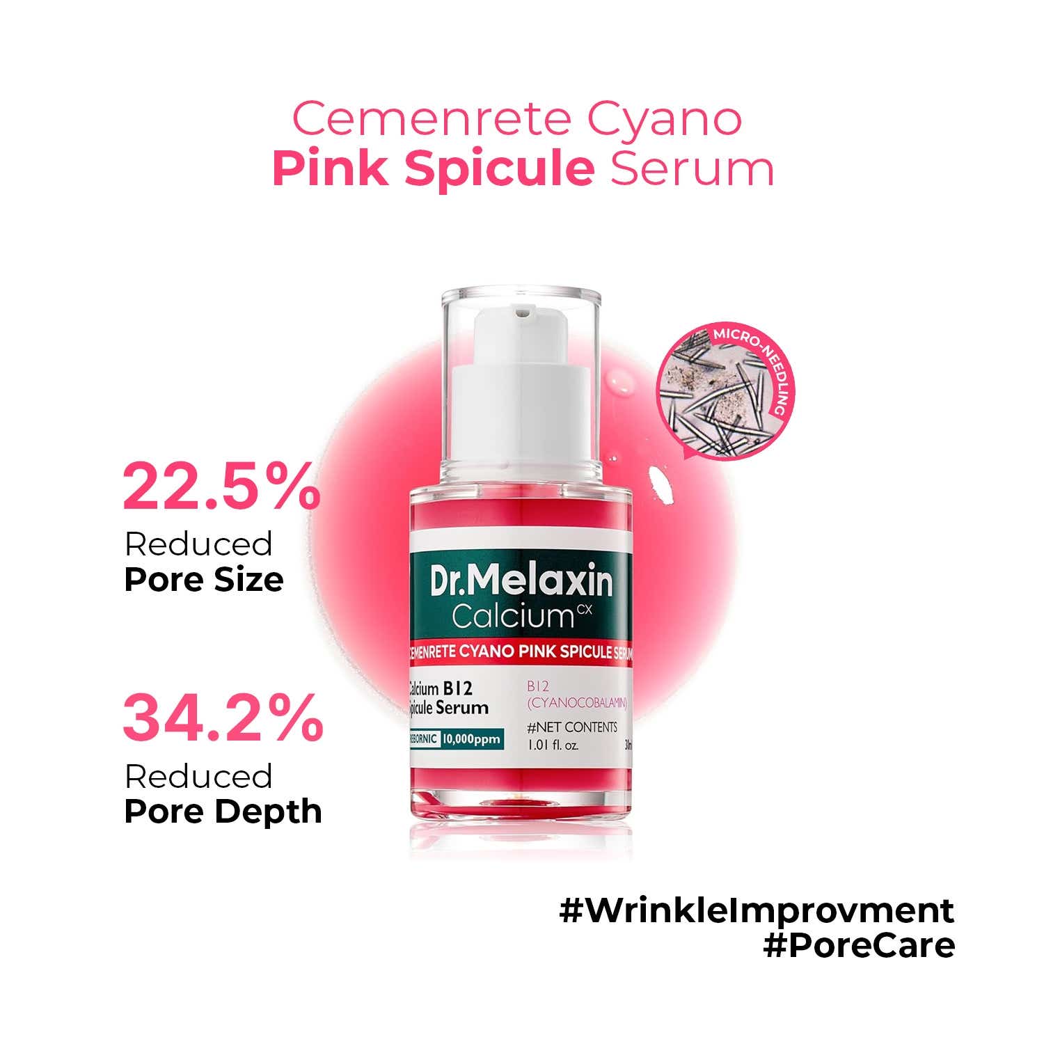 Dr.Melaxin | Dr.Melaxin Cemenrete Cyano Pink Spicule Serum Microneedling Serum for Wrinkle & Pore Care (30 ml)