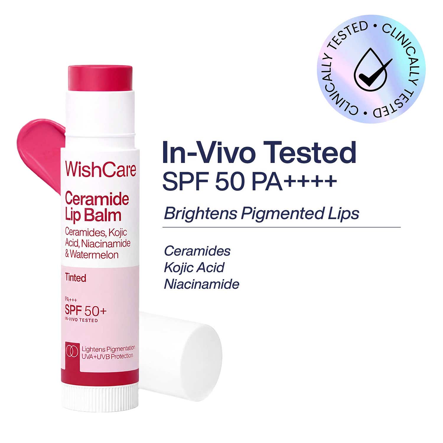 WishCare | WishCare Tinted Ceramide Lip Balm for Dark Pigmented Lips with SPF50 PA+++ Heals Chapped Lips (5 g)