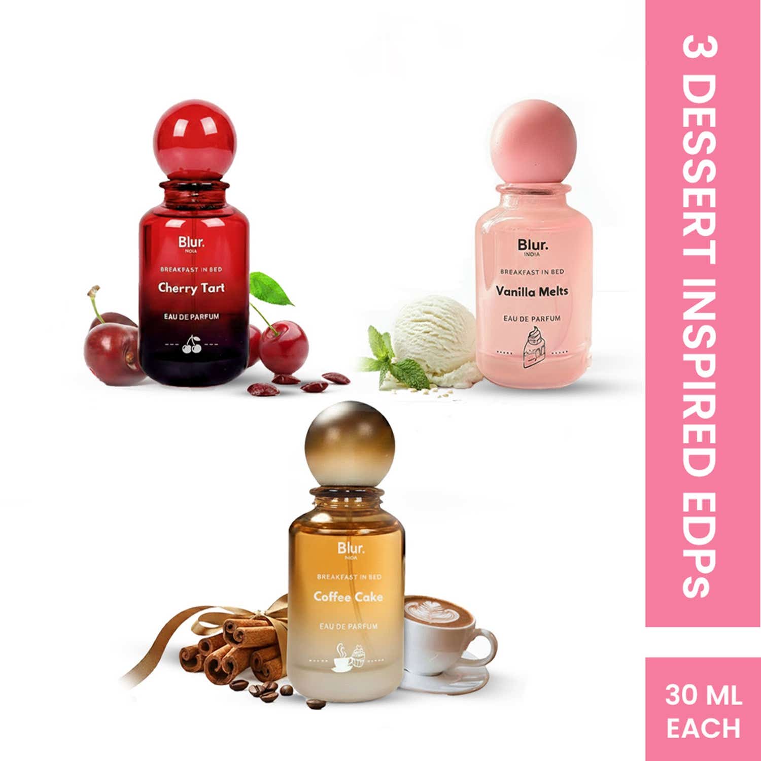 Blur India | Blur India Smells Like Breakfast In Bed EDP Set - Cherry Tart+Vanilla Melts+Coffee Cake (3 pcs)