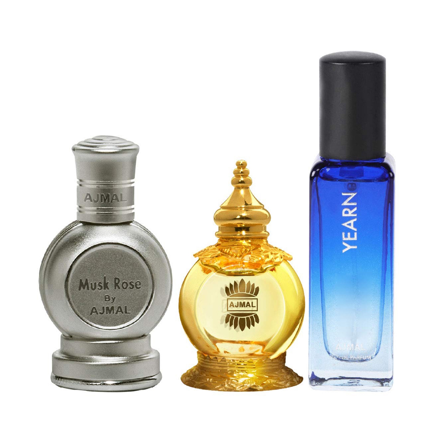 Ajmal Musk Rose, Mukhallat AL Wafa & Yearn Eau De Parfum Combo Pack (3 Pcs)