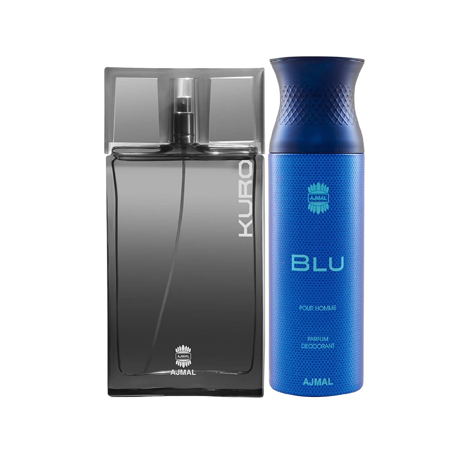 Ajmal | Ajmal Kuro Eau De Parfum Aromatic Spicy Perfume And Blu Homme Deodorant Aquatic Woody Fragrance - (2Pcs)