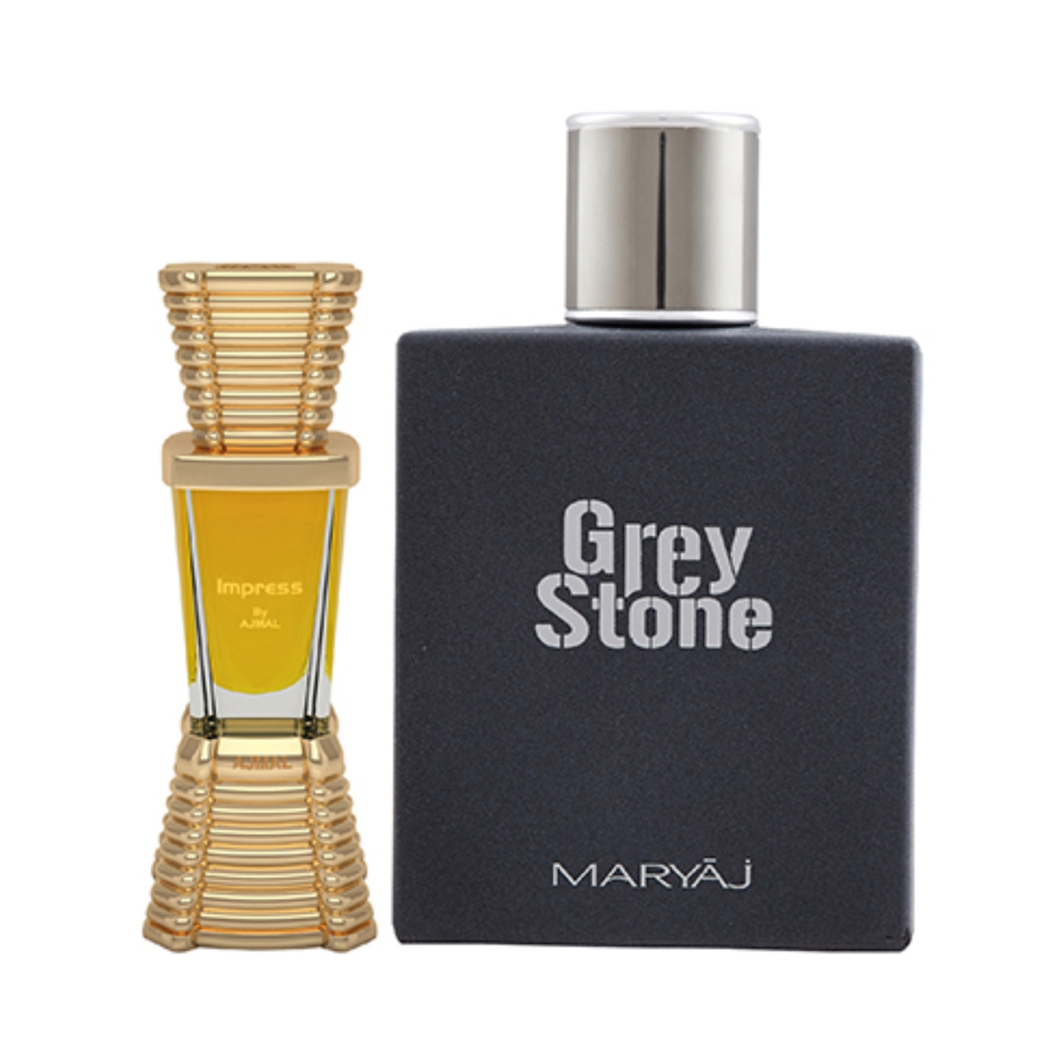Ajmal | Ajmal Impress Concentrated Perfume Oil Citrus Attar And Maryaj Grey Stone Eau De Parfum Aromatic Woody Perfume - (2Pcs)