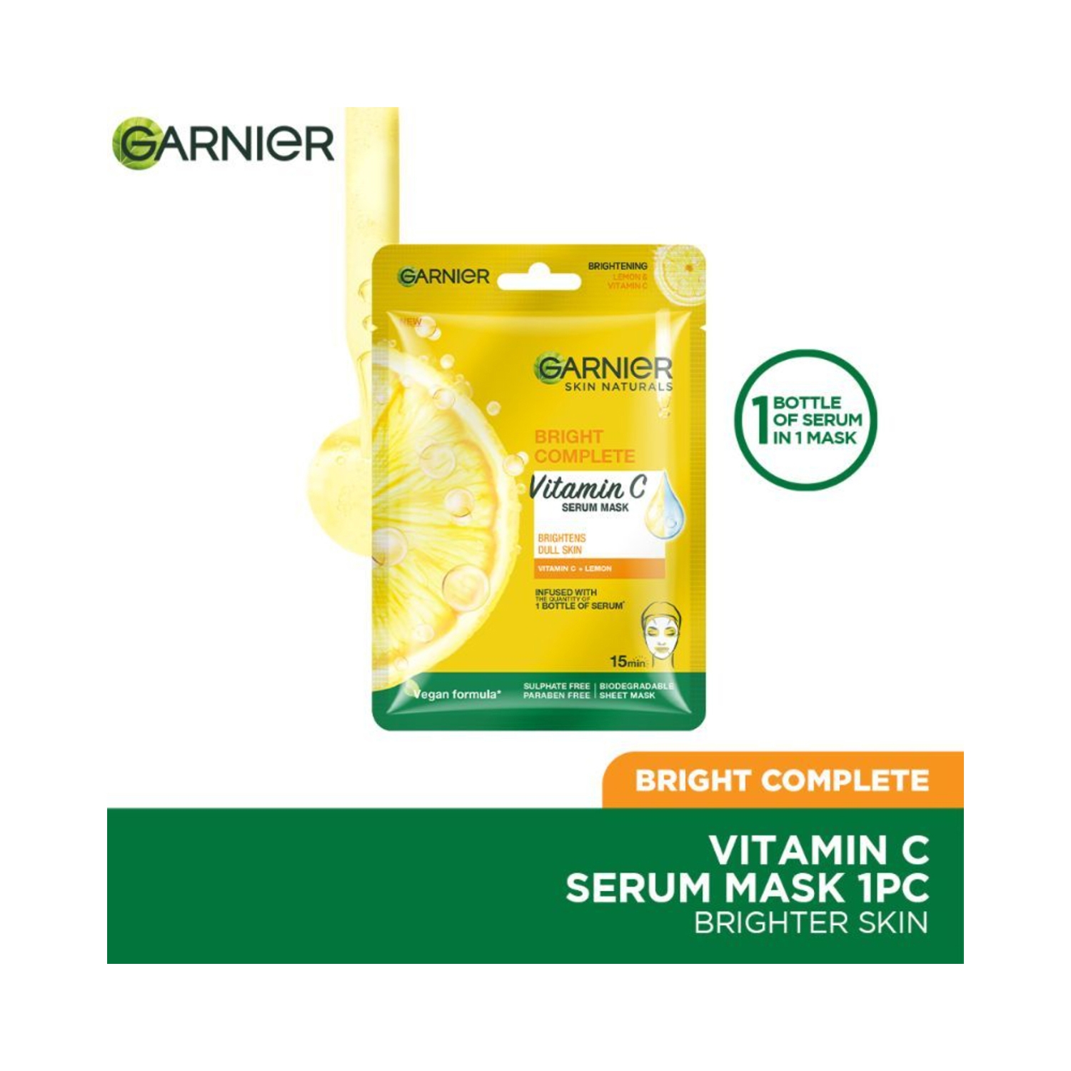 Garnier | Garnier Skin Naturals Bright Complete Vitamin C Serum Sheet Mask (28gm)