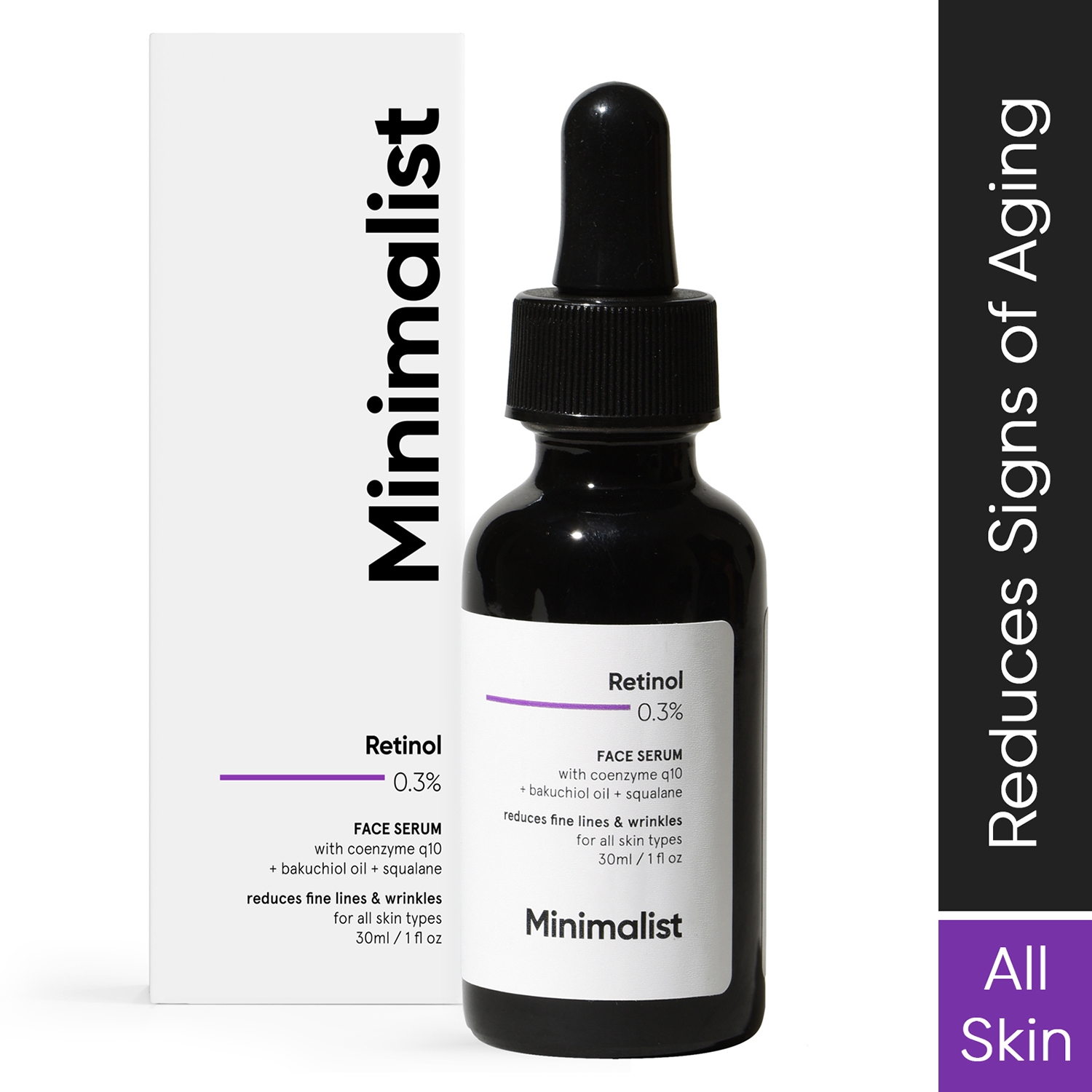 Minimalist | Minimalist 0.3% Retinol Face Serum For Anti Ageing fine lines wrinkles With Coenzyme Q10 (30ml)
