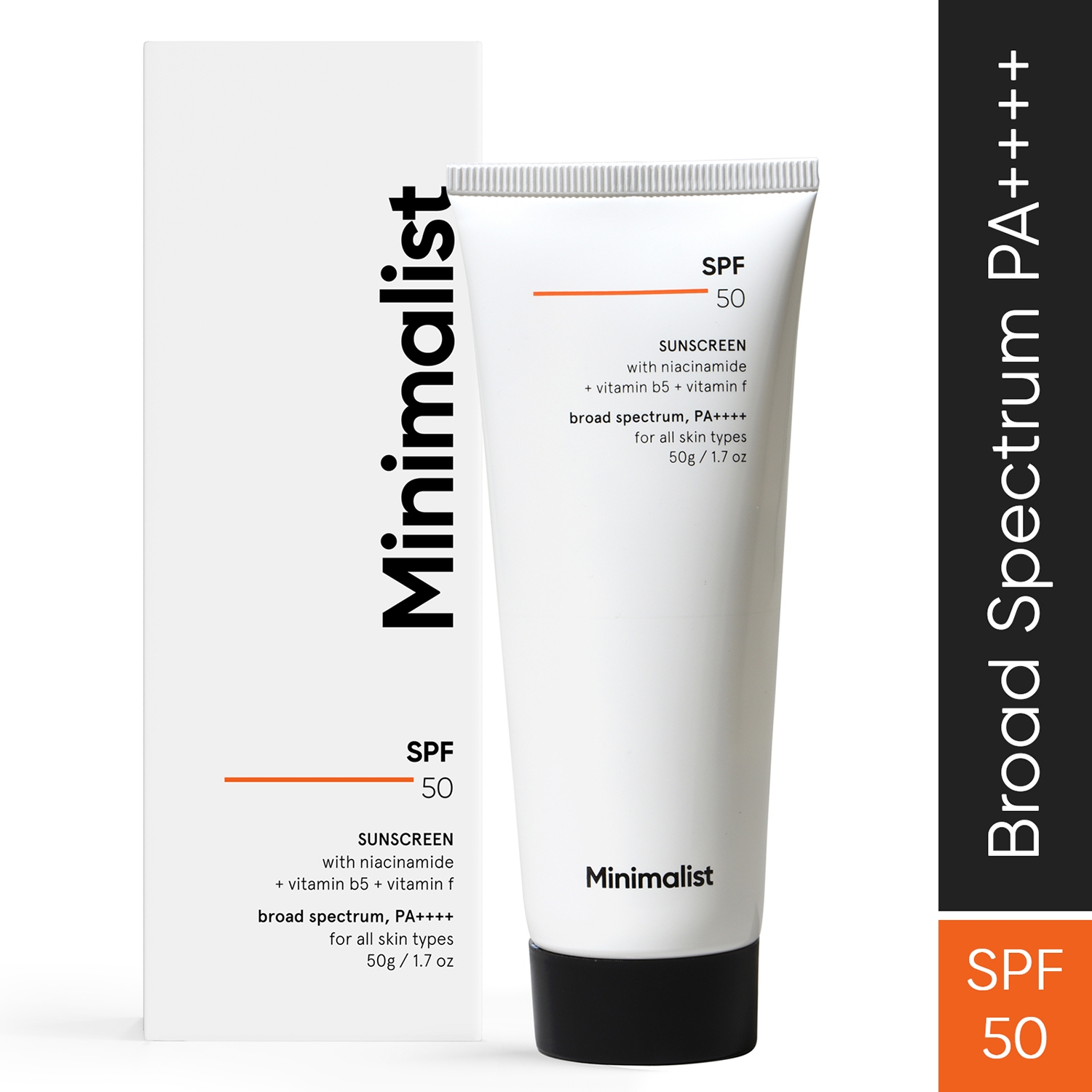 Minimalist | Minimalist SPF 50 PA ++++ Sunscreen With Multi-Vitamin For Reducing Photoaging & No White Cast (50g)
