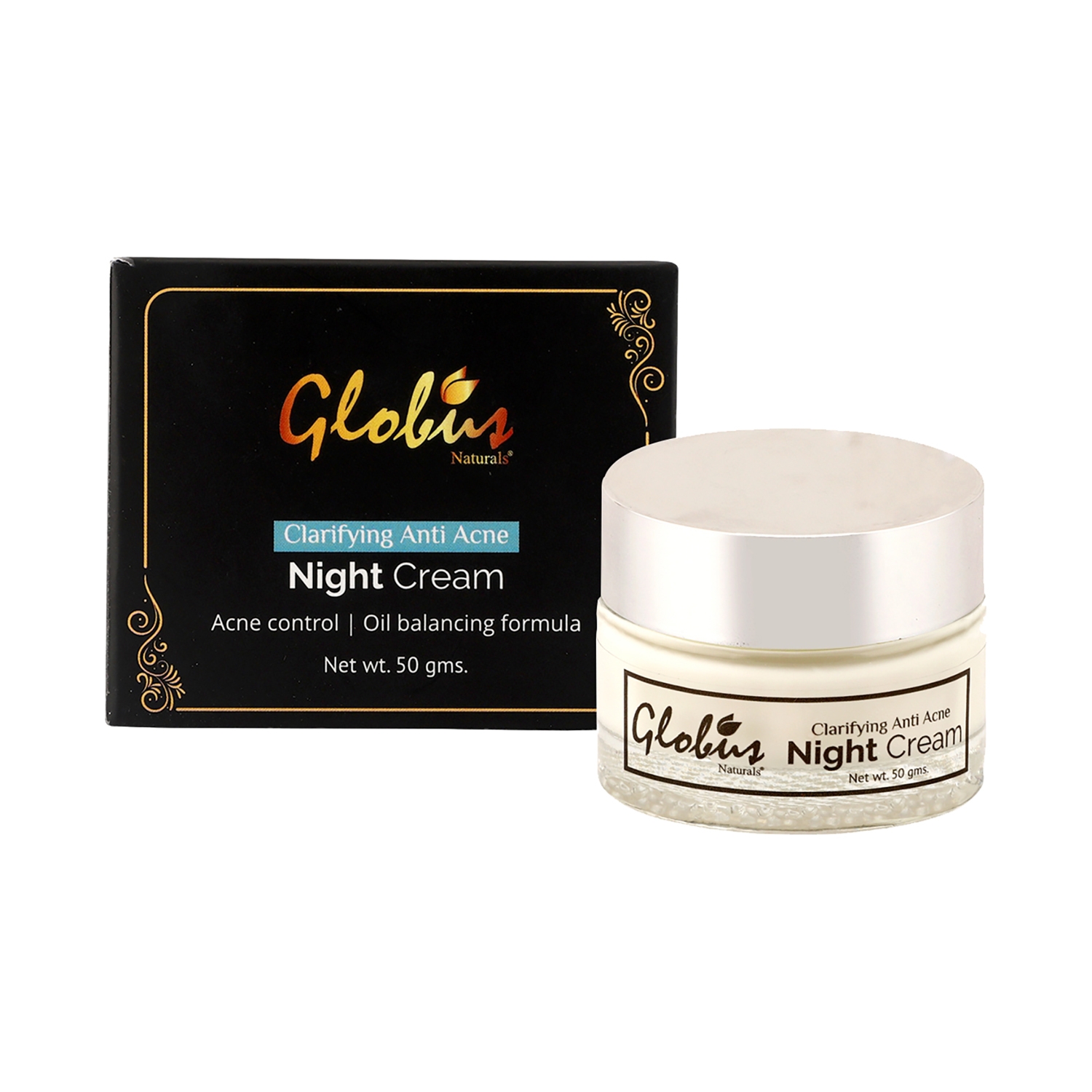Globus Naturals | Globus Naturals Clarifying Anti Acne Night Cream, Acne Control Oil Balancing Formula (50g)