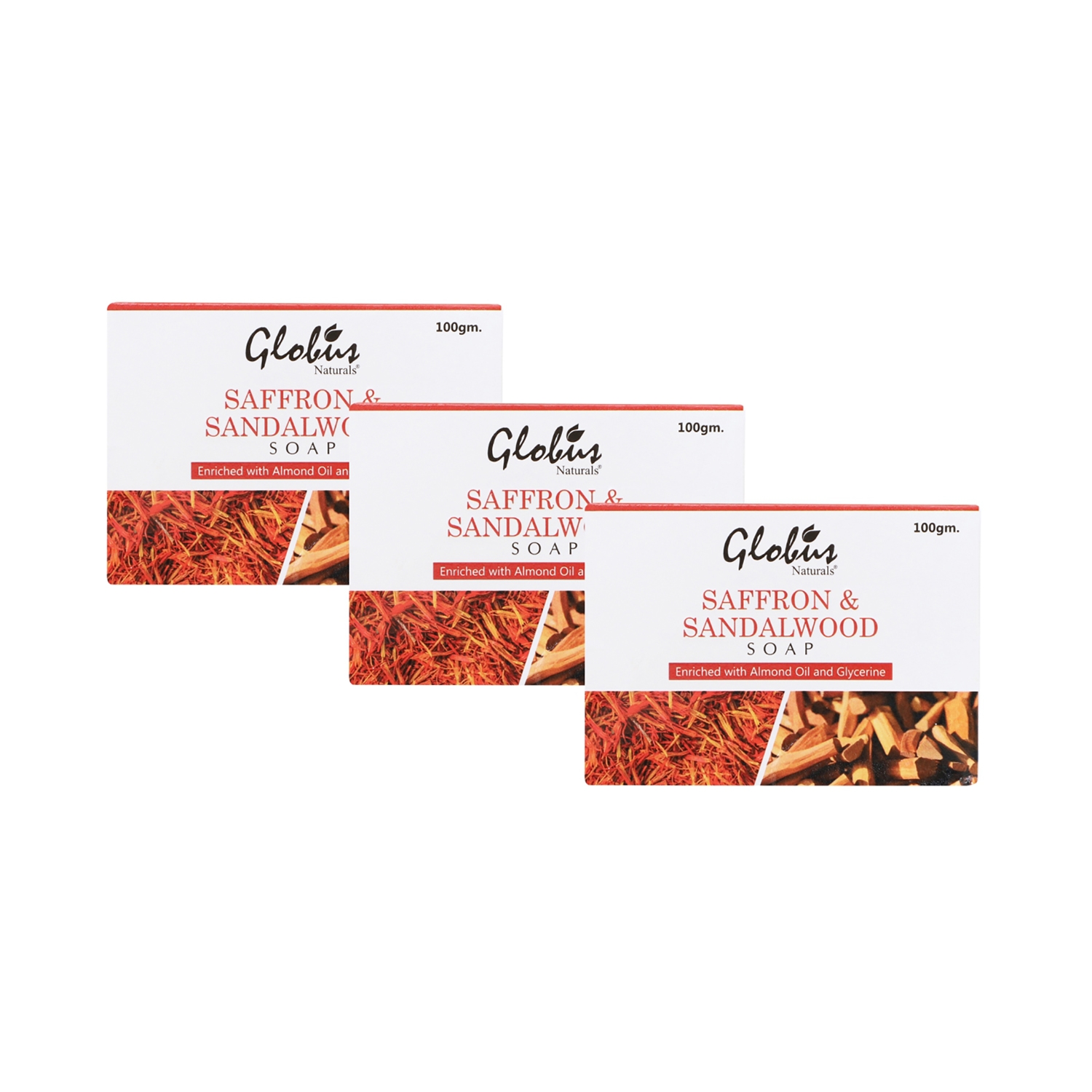 Globus Naturals | Globus Naturals Saffron & Sandalwood Soap - (3Pcs)