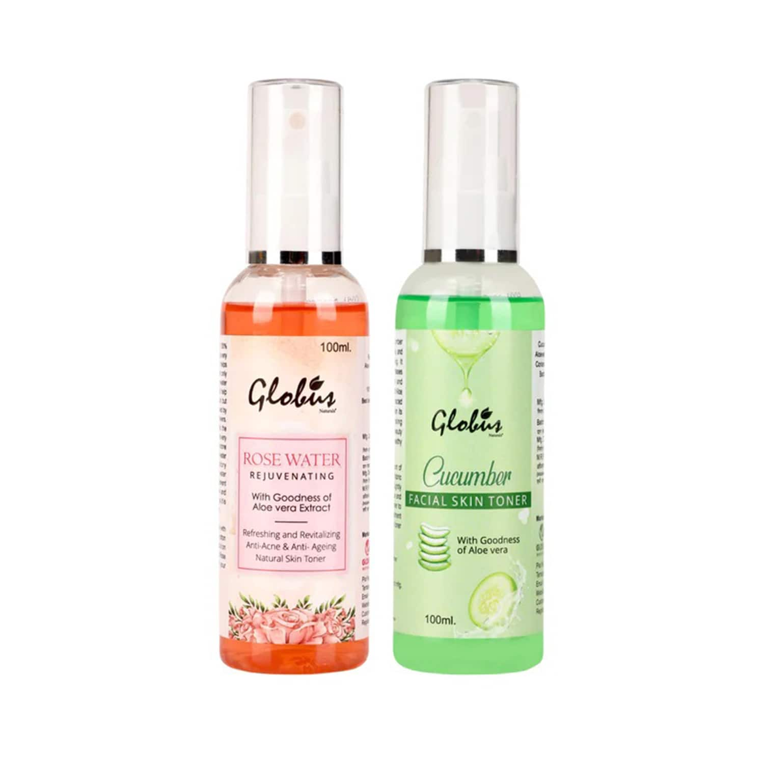 Globus Naturals | Globus Naturals Rose & Cucumber Facial Skin Toner Combo With Goodness Of Aloe Vera Extract (100 ml)