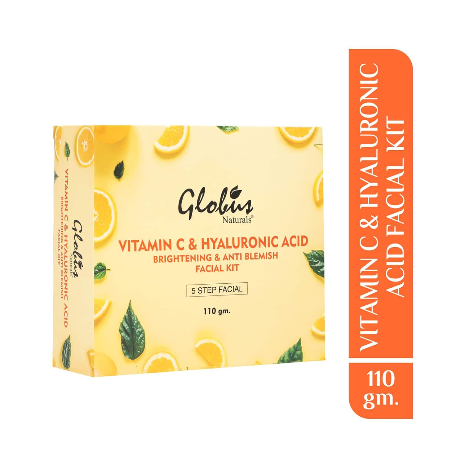 Globus Naturals | Globus Naturals Anti-Ageing Hyaluronic Acid And Vitamin C Lightening Brightening Facial Kit For Beautiful & Glowing Skin 5 Step Clarifying Anti Aging Kit (110g)