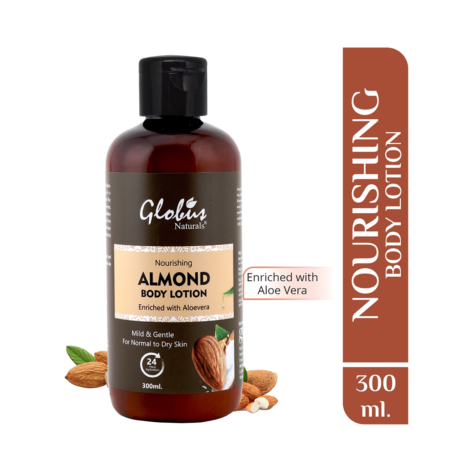 Globus Naturals | Globus Naturals Nourishing Almond Body Lotion Enriched With Aloe Vera, Coconut, Kokum Butter (300ml)