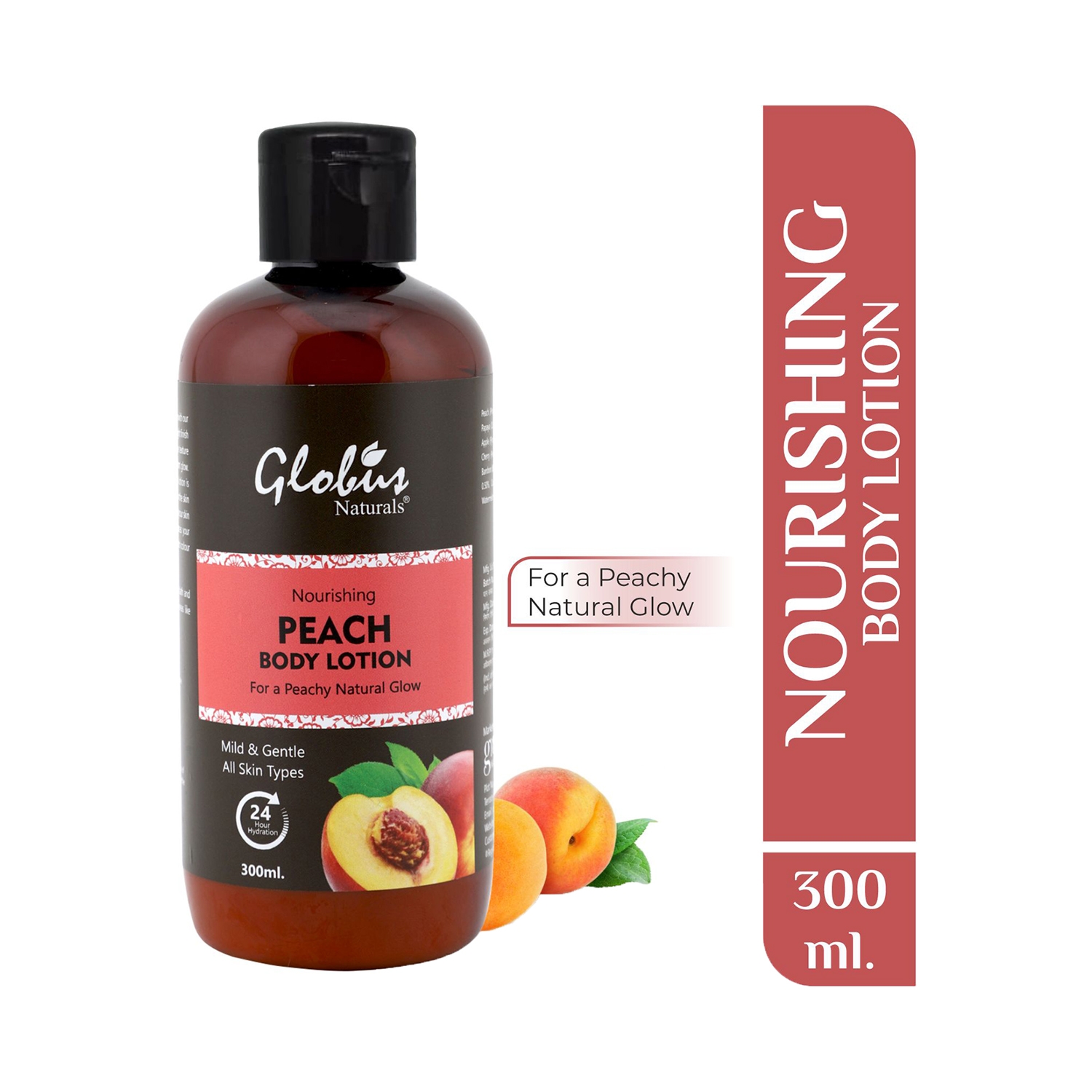 Globus Naturals | Globus Naturals Nourishing Peach Body Lotion Enriched With Aloe Vera, Plum For Natural Glow (300ml)