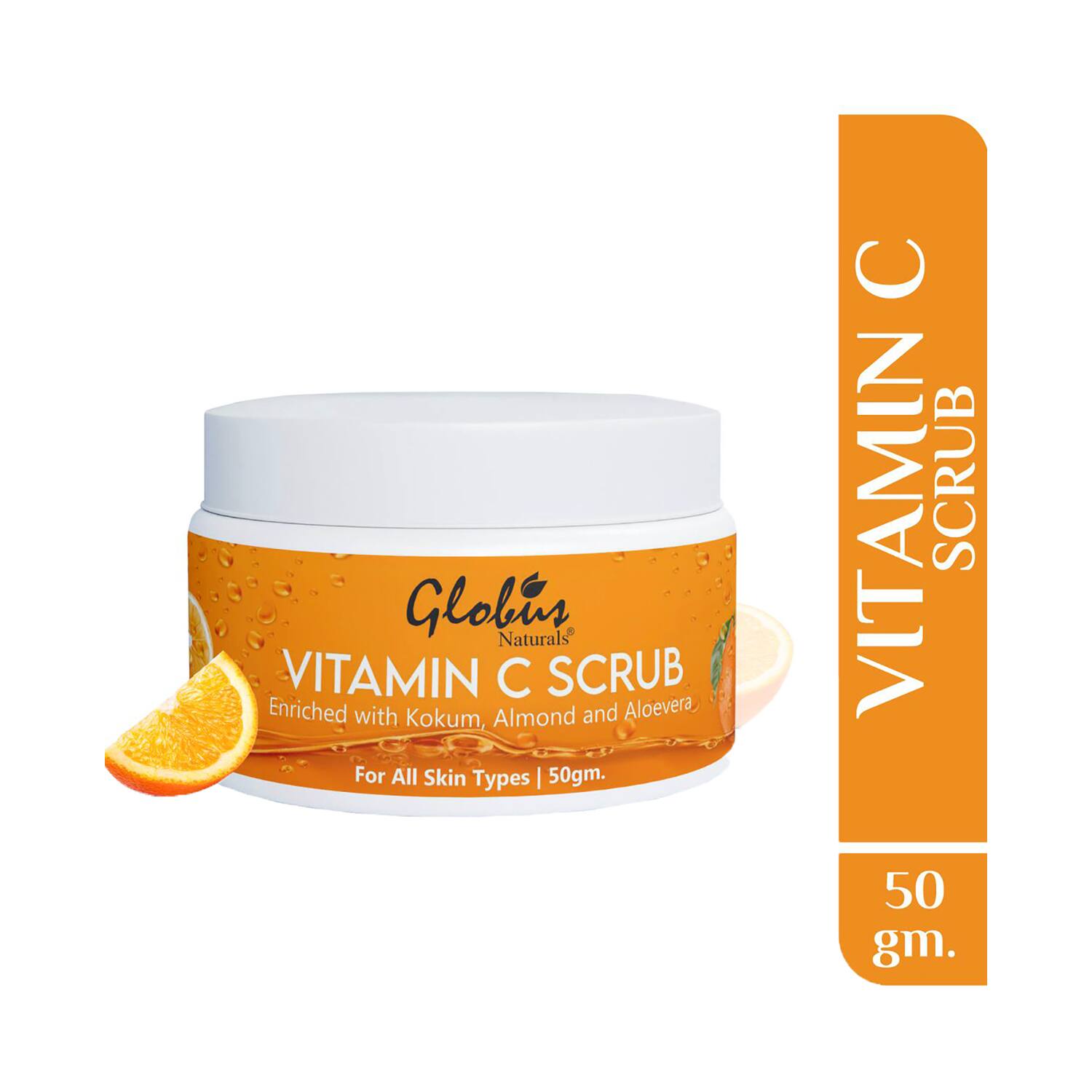 Globus Naturals | Globus Naturals Vitamin-C Brightening Face Scrub Enriched With Pearl, Kokum, Almond, Aloe Vera & Niacinamide (50g)