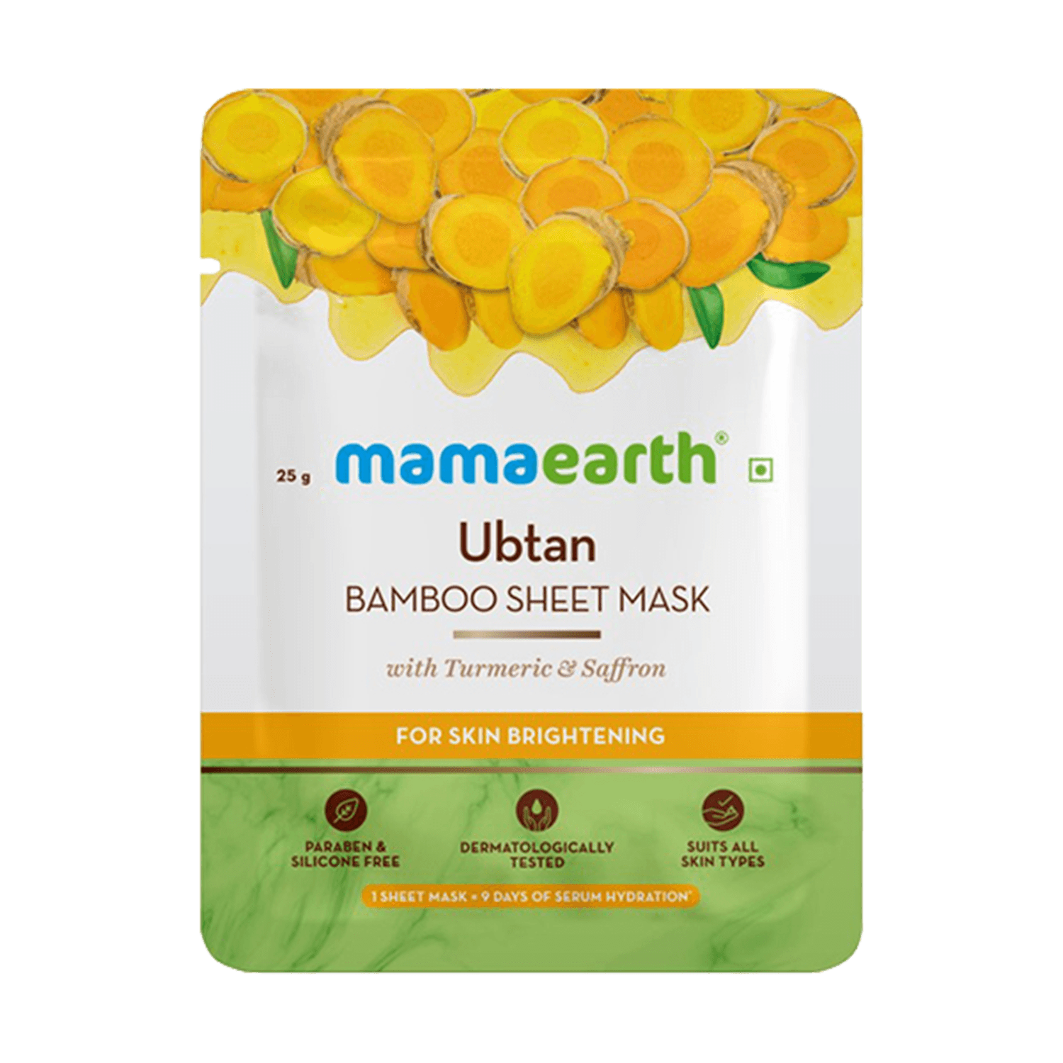 Mamaearth | Mamaearth Ubtan Bamboo Sheet Mask with Turmeric & Saffron (25g)