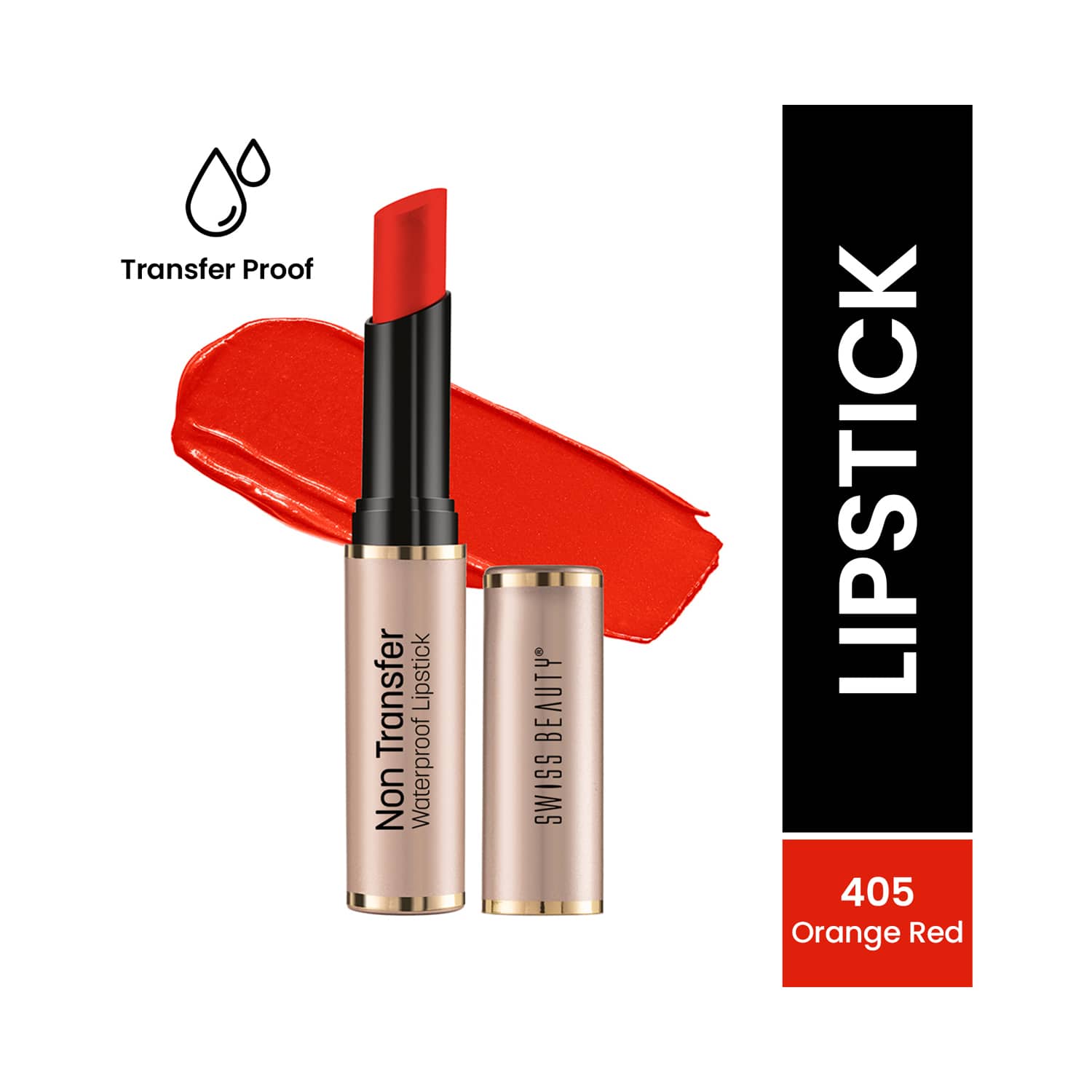 Swiss Beauty | Swiss Beauty Non Transfer Waterproof Lipstick - Orange Red (3 g)