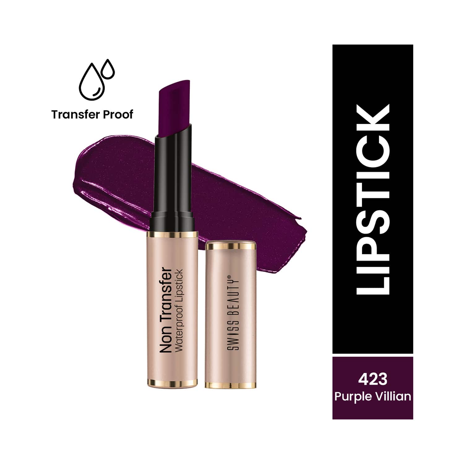 Swiss Beauty | Swiss Beauty Non Transfer Waterproof Lipstick - Purple Villain (3 g)