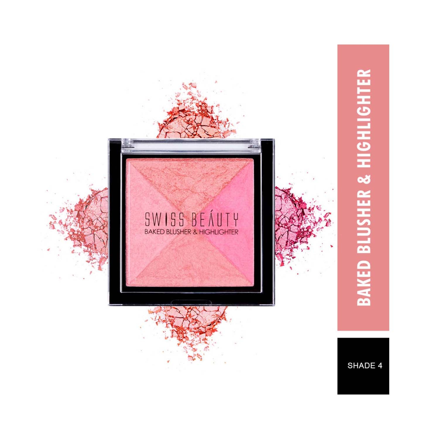 Swiss Beauty | Swiss Beauty Baked Blusher & Highlighter Palette - Shade 4 (7g)