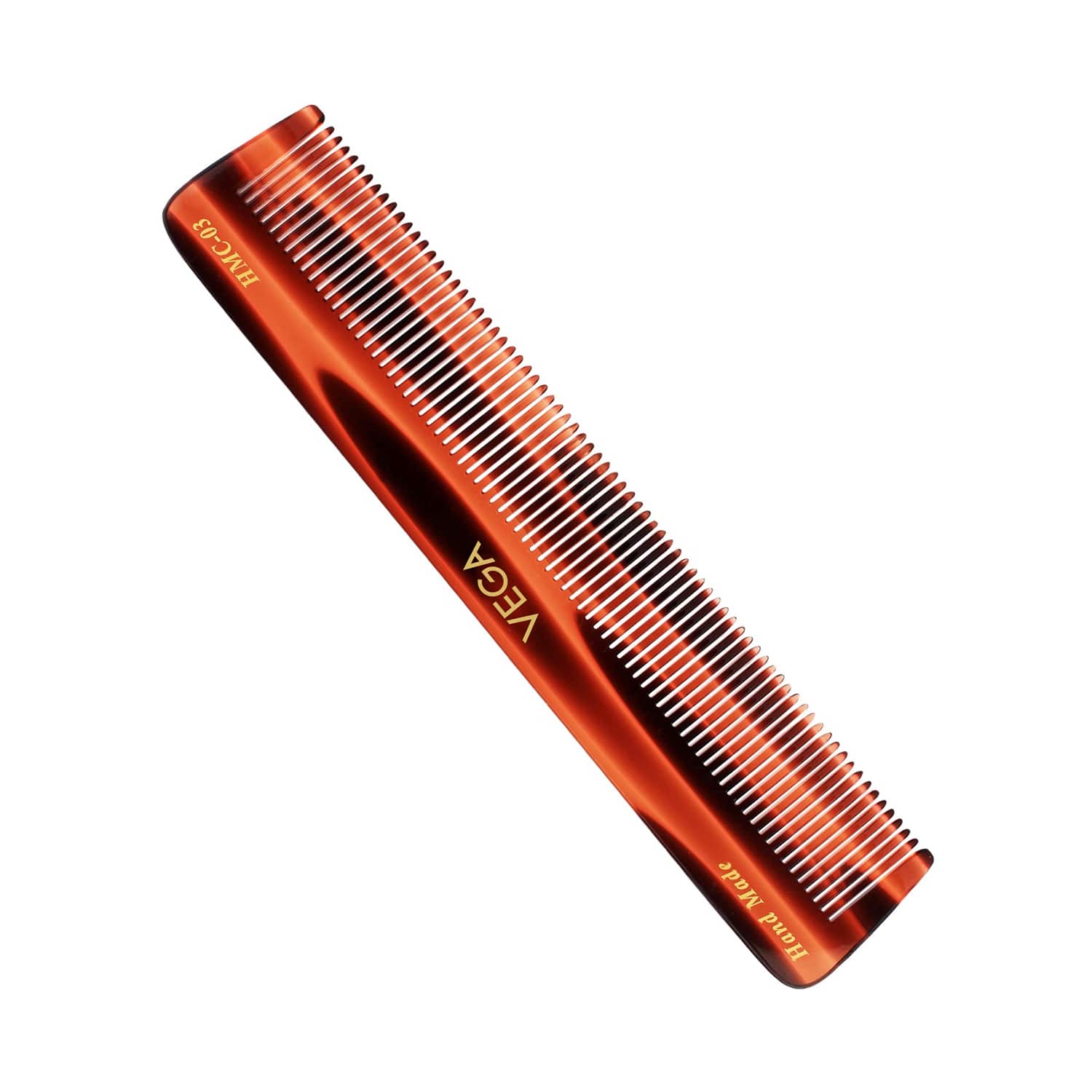 Vega | Vega Handmade Dressing Hair Comb with Tortoise All Fine Tooth for Men and Women (HMC-03) (42 g)