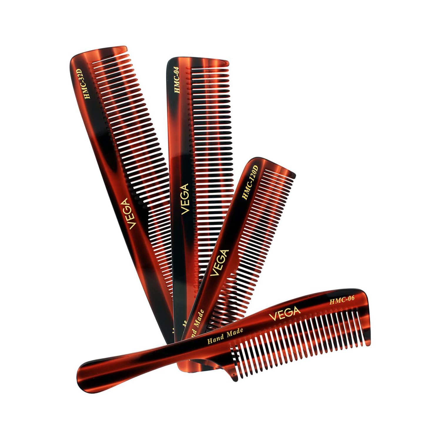 Vega | Vega Set of 4 Hand Made Hair Comb India's No.1 Hair Comb Brand for Men and Women (HMCS-04) (84 g)