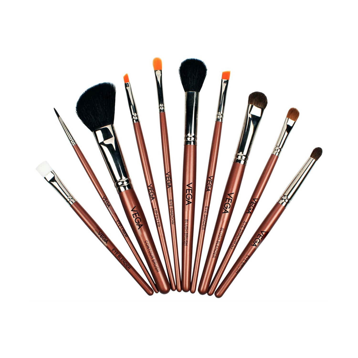 Vega | Vega Makeup Brush Set with Black Leather Case Set of 10 (LK-10) (316 g)
