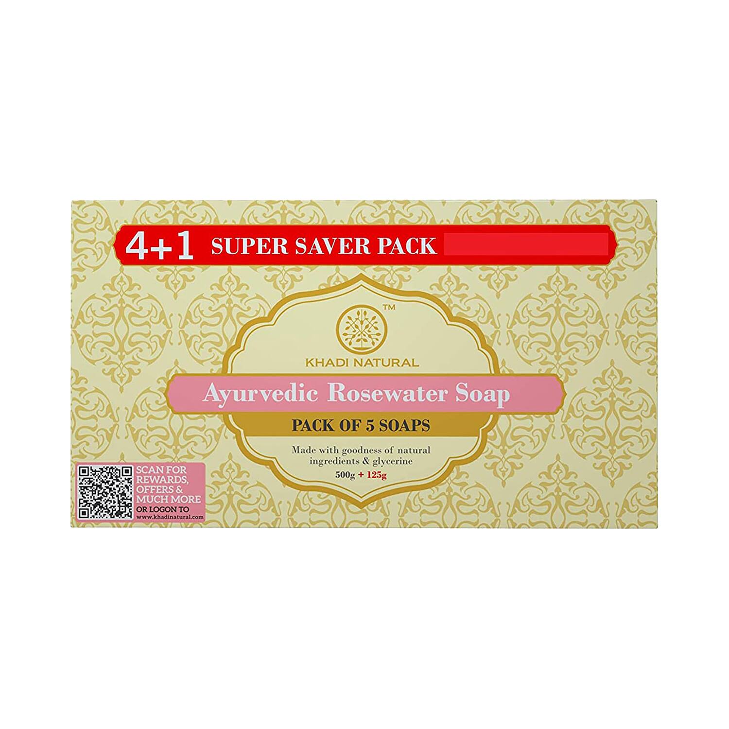 Khadi Natural | Khadi Natural Rosewater Soap Super Saver Pack (5Pcs)