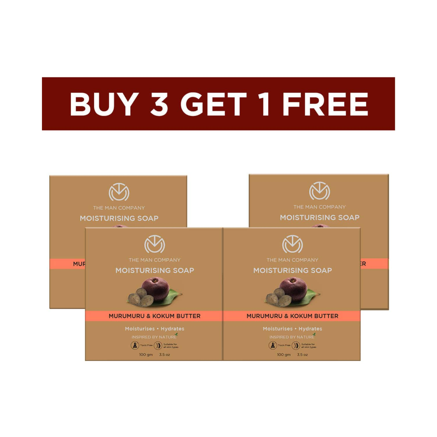 The Man Company | The Man Company Murumuru & Kokum Butter Moisturising Soap Buy 3 Get 1 Free (4Pcs)