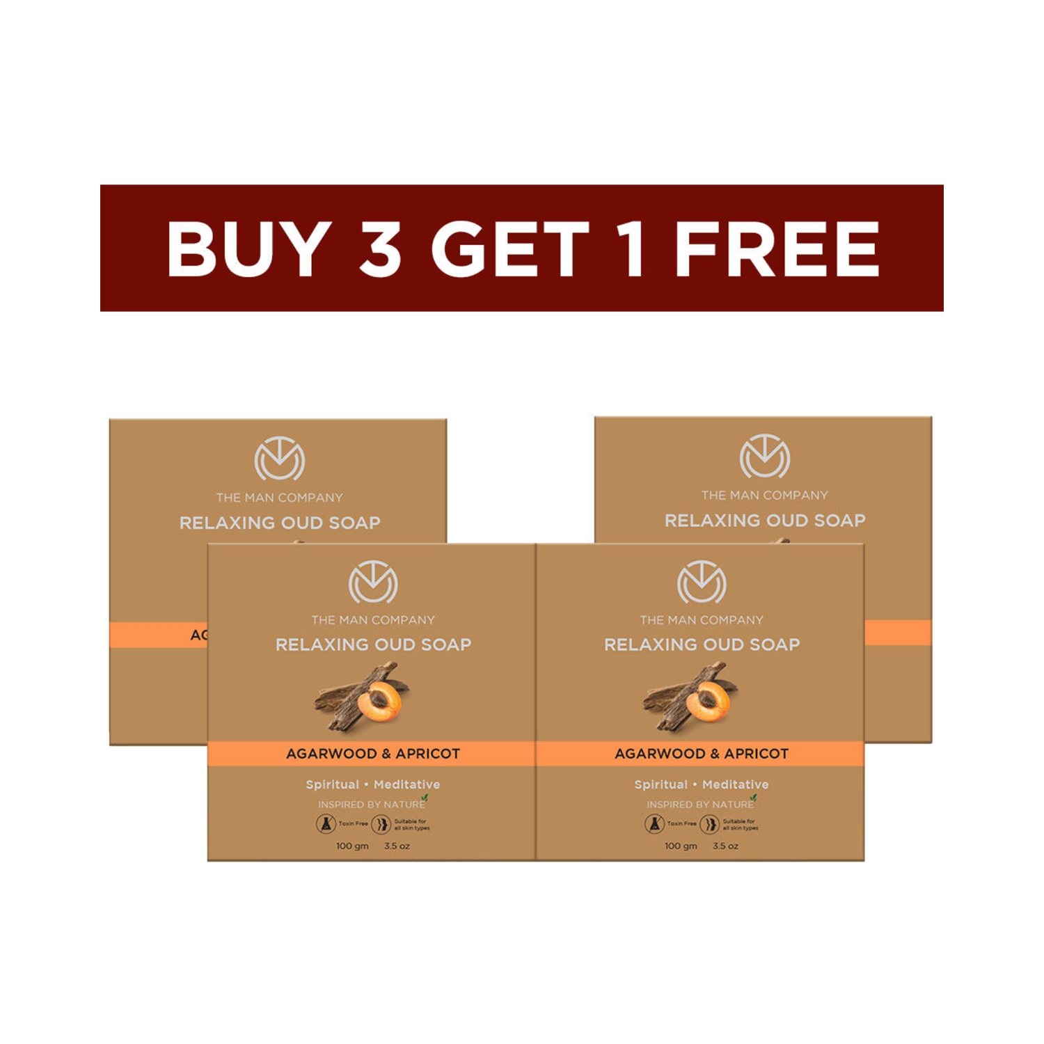 The Man Company | The Man Company Agarwood & Apricot Relaxing Oud Soap Buy 3 Get 1 Free (4Pcs)